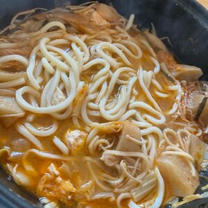 キムチ鍋の残りでキムチうどん